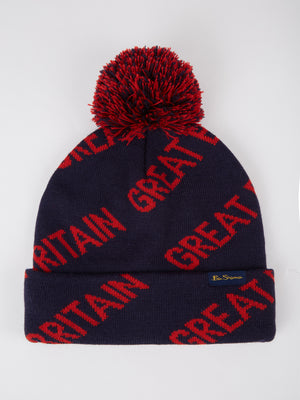 Team GB, Ben Sherman, Winter Beanie, Official 2022 Winter Olympics, Limited Edition Great Britain hat, Closing Ceremony, Navy, front