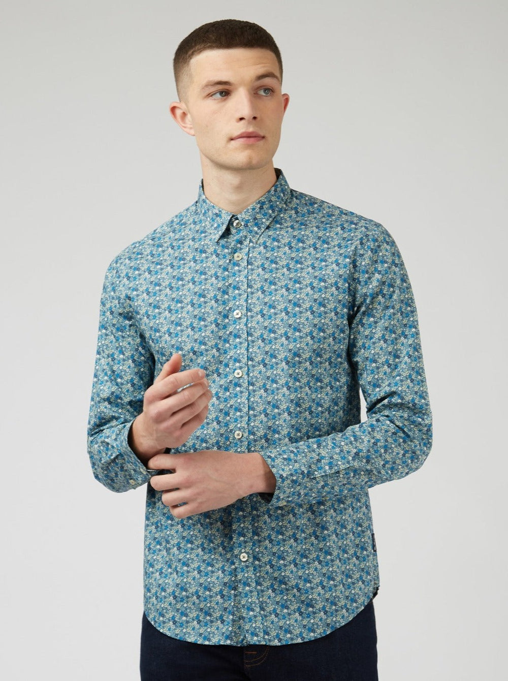 Floral Print Long-Sleeve Shirt - Blue - Ben Sherman