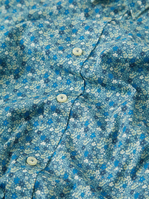 Floral Print Long-Sleeve Shirt - Blue
