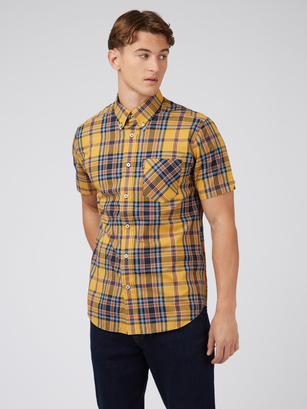 Classic Check Short-Sleeve Shirt - Gold - Ben Sherman