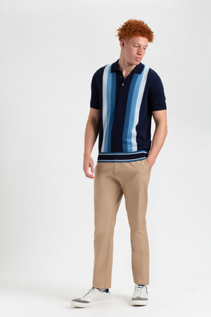 Iconic Gradient Vertical Stripe Mod Knit Polo