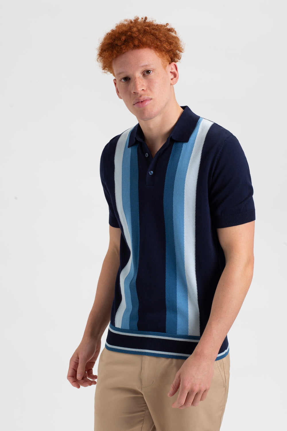 Iconic Gradient Vertical Stripe Mod Knit Polo
