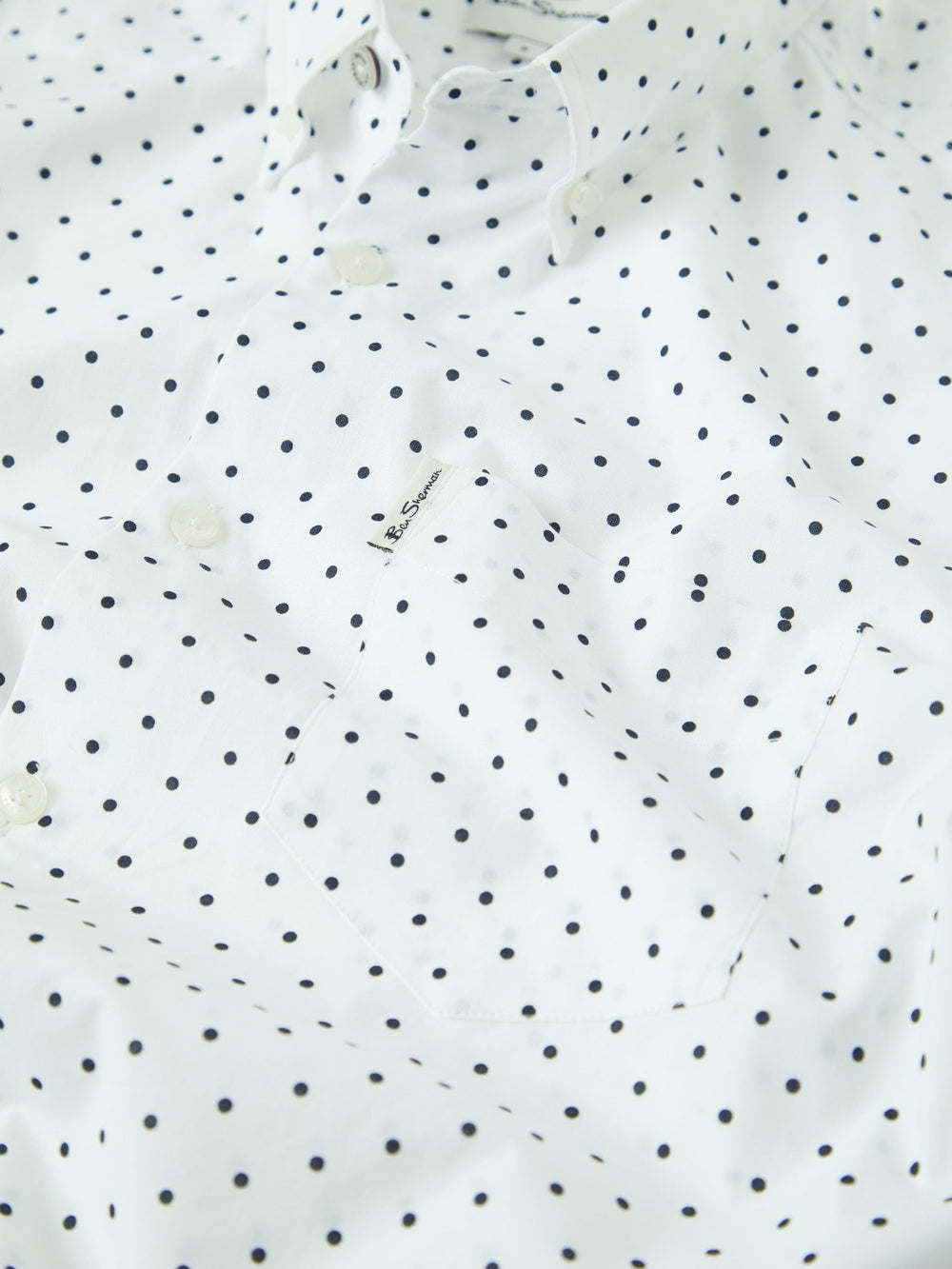 White Polka Dot Print Long-Sleeve Shirt
