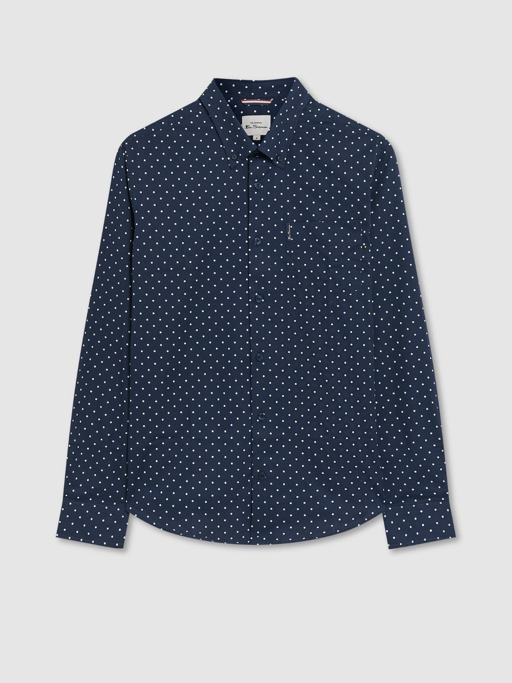 Navy Polka Dot Print Long-Sleeve Shirt