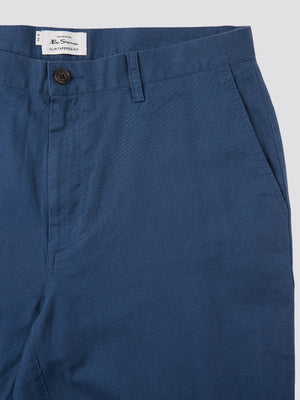 Signature Slim Taper Linen Trousers - Blue