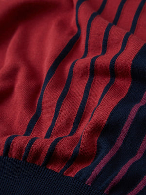 Ben Sherman, Long-Sleeve Knit Polo, Men's Sweater Polo, Red, Black Polo, Collared Sweater Polo, fabric close up