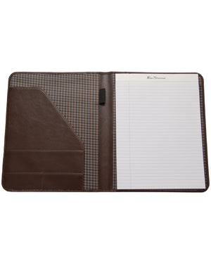 Pebbled Vegan-Leather Open-Style Classic-Size Bifold Writing Pad - Brown
