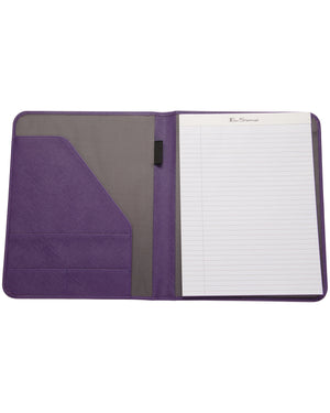 Saffiano Vegan-Leather Open-Style Classic-Size Bifold Writing Pad - Purple