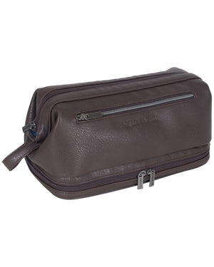 Pebbled Faux-Leather Drop-Bottom Travel Kit 2-Piece