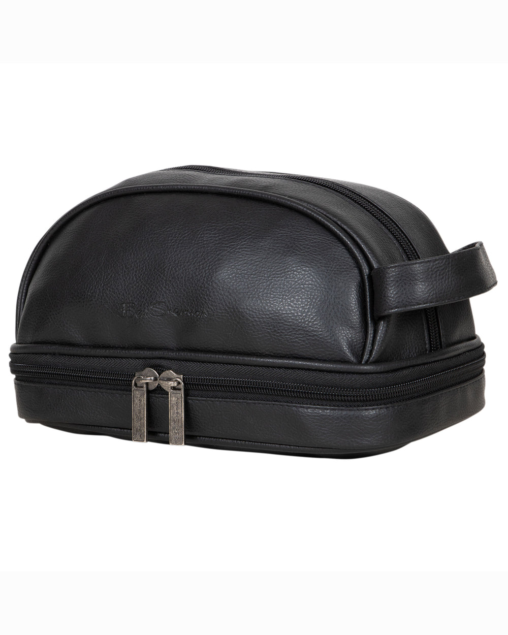 Chingford Two-Tone Faux Leather Travel Dopp Kit - Black