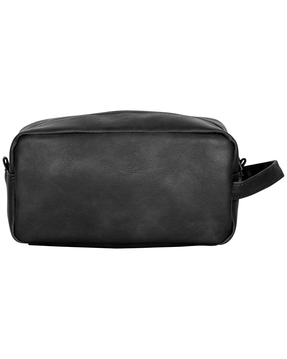 Vegan-Leather Compact Single-Compartment Top-Zip Travel Kit - Black