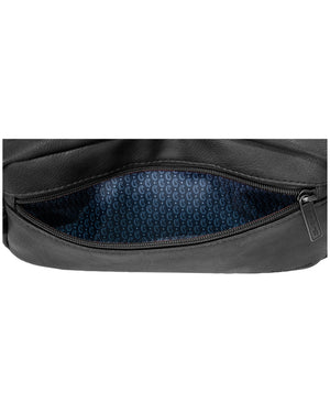 Vegan-Leather Compact Single-Compartment Top-Zip Travel Kit - Black