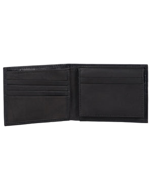 Manchester Marble Crunch Leather Passcase Wallet with Flip-up ID Window - Black