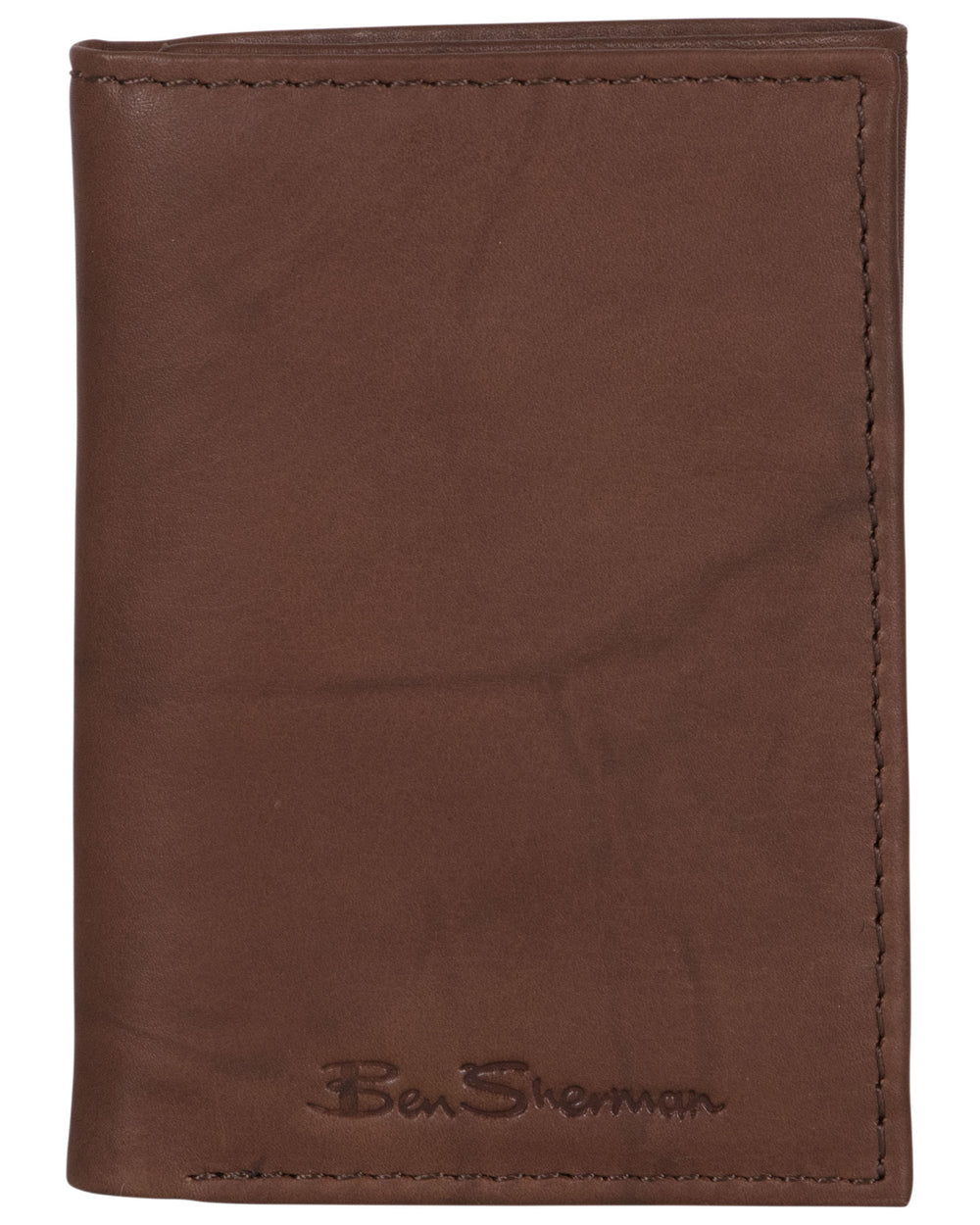 Manchester Marble Crunch Leather Trifold Wallet - Brown