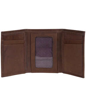 Manchester Marble Crunch Leather Trifold Wallet - Brown
