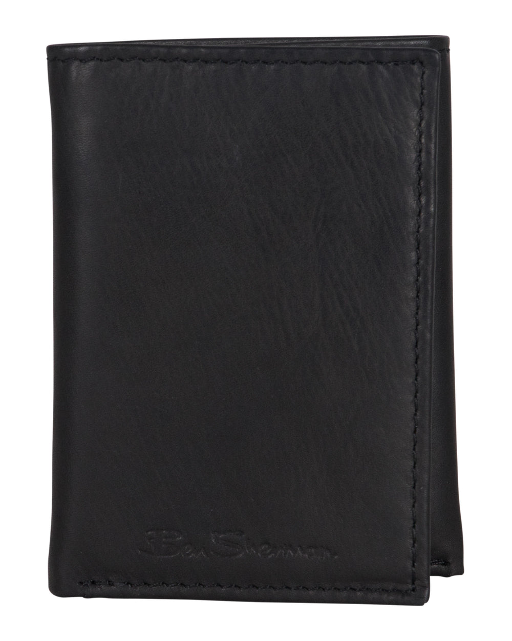 Manchester Marble Crunch Leather Trifold Wallet - Black