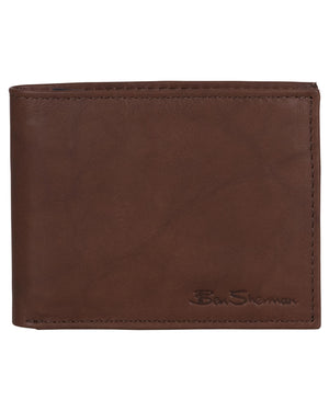 Manchester Marble Crunch Leather Bifold Wallet - Brown