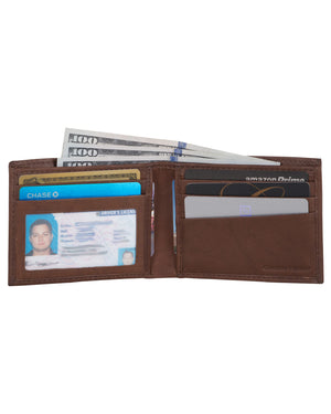 Manchester Marble Crunch Leather Bifold Wallet - Brown