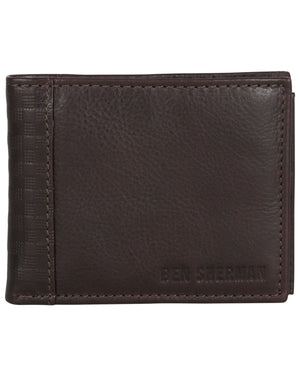 Longford Gingham Debossed Leather Bifold Wallet - Brown