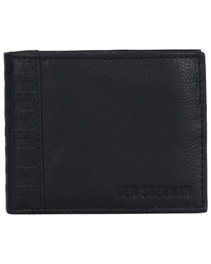 Longford Gingham Debossed Leather Bifold Wallet - Black
