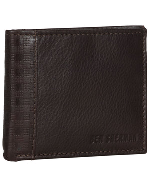 Longford Gingham Debossed Leather Five-Pocket Bifold Wallet - Brown