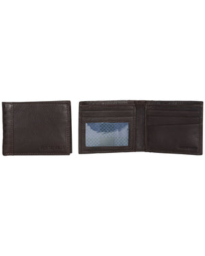 Longford Gingham Debossed Leather Five-Pocket Bifold Wallet - Brown