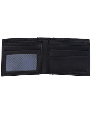 Longford Gingham Debossed Leather Five-Pocket Bifold Wallet - Black