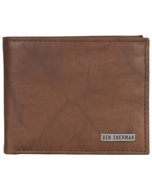 Goddington Crunch Leather Bifold Passcase Wallet - Brown