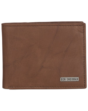 Goddington Crunch Leather Bifold Five-Pocket Wallet - Brown