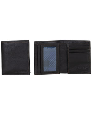 Leather Square Passcase Bifold Wallet - Brown