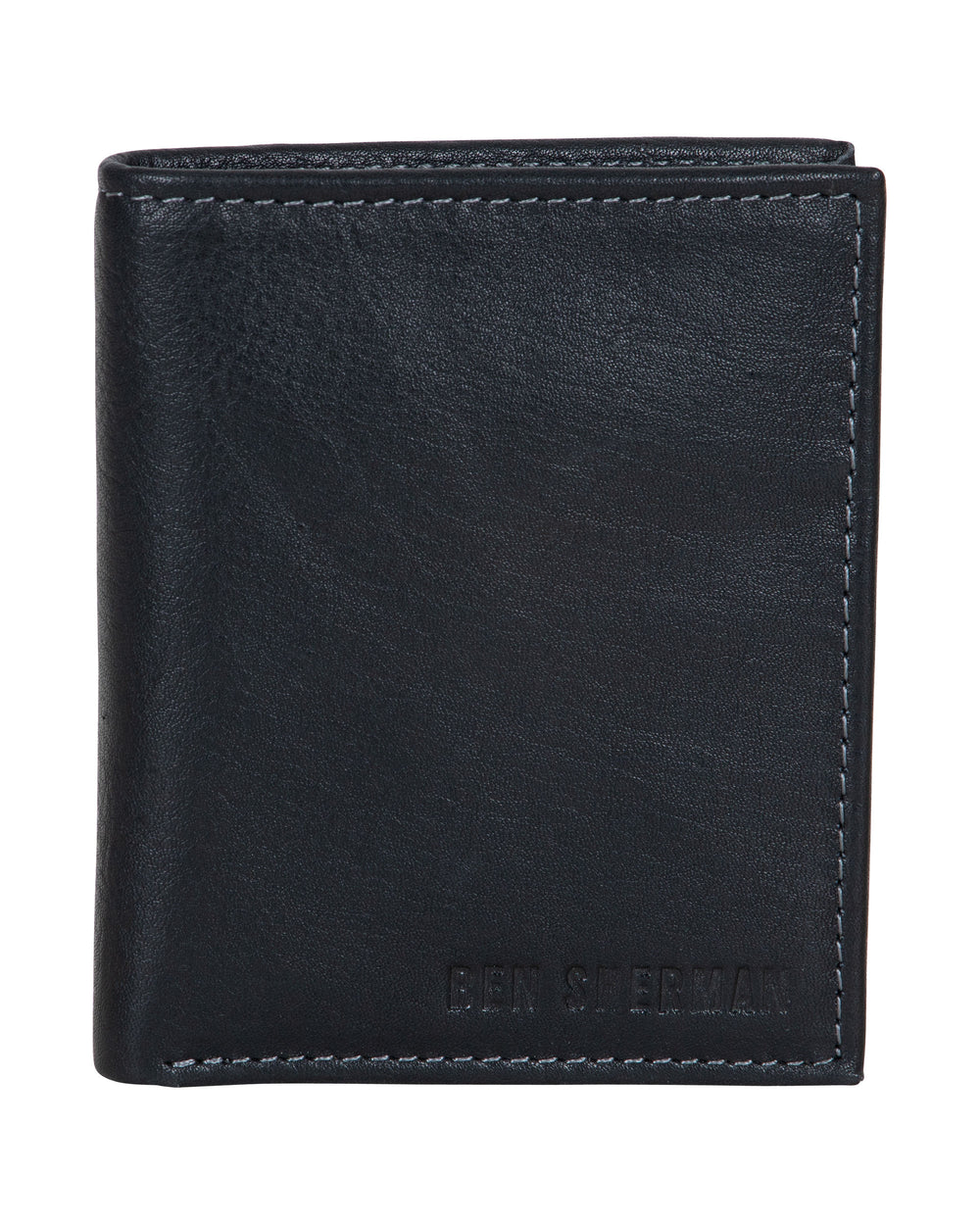 Leather Square Passcase Bifold Wallet - Black