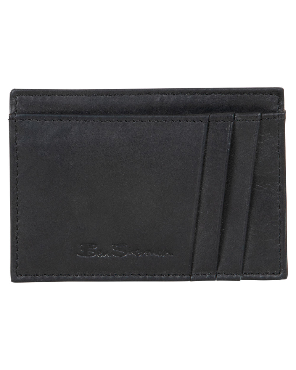 Manchester Full Grain Marble Crunch Leather Slim Card Case - Black