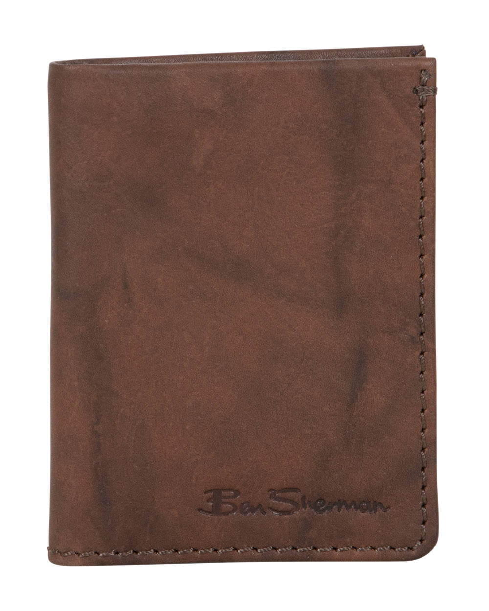 Manchester Marble Crunch Leather Slim Bifold Wallet - Brown