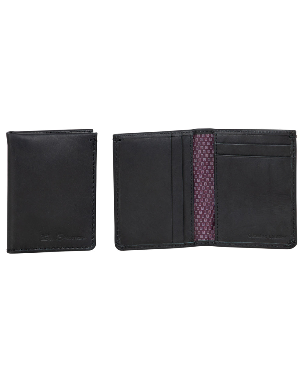 Manchester Marble Crunch Leather Slim Bifold Card Wallet - Black