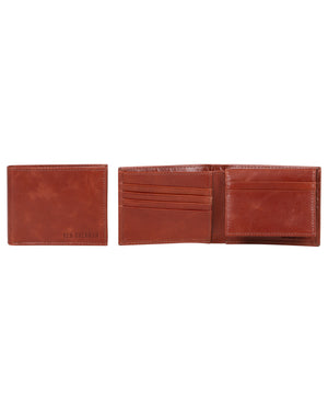 Romford Crunch Leather Billfold Wallet with Flip-Up Case - Cognac