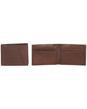 Manchester Full-Grain Cowhide Marble Crunch Leather Slim Bifold Wallet - Brown