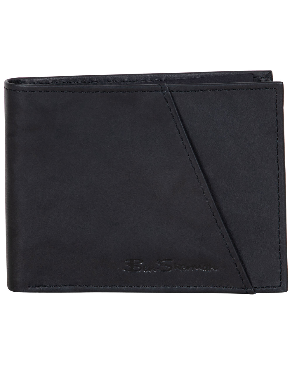 Manchester Full-Grain Cowhide Marble Crunch Leather Slim Bifold Wallet - Black