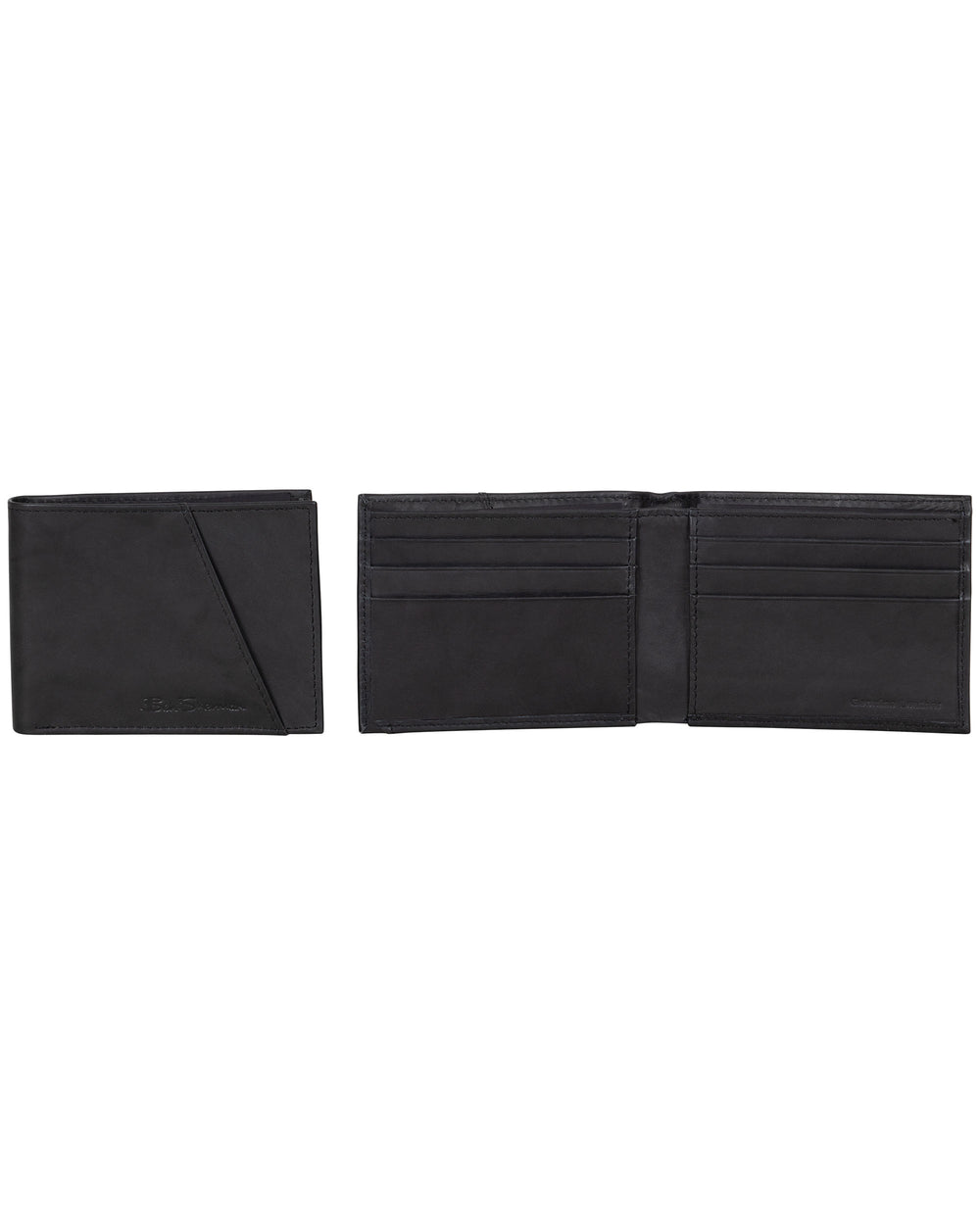 Manchester Full-Grain Cowhide Marble Crunch Leather Slim Bifold Wallet - Black
