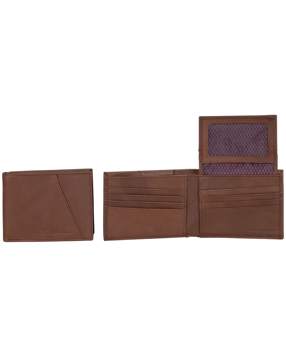 Manchester Full-Grain Cowhide Marble Crunch Leather Bifold Passcase Wallet - Brown