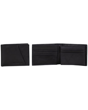 Manchester Full-Grain Cowhide Marble Crunch Leather Bifold Passcase Wallet - Black