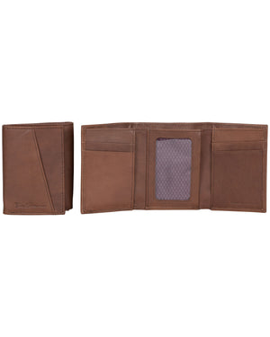 Manchester Full-Grain Cowhide Marble Crunch Leather Trifold Wallet - Brown