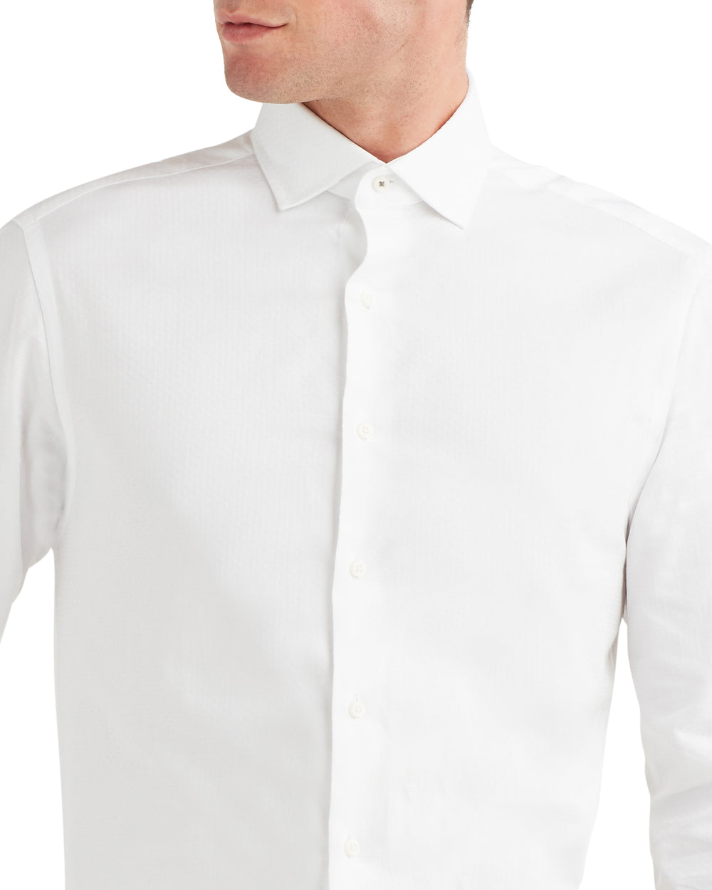 Diamond Texture Slim Fit Dress Shirt - White - Ben Sherman