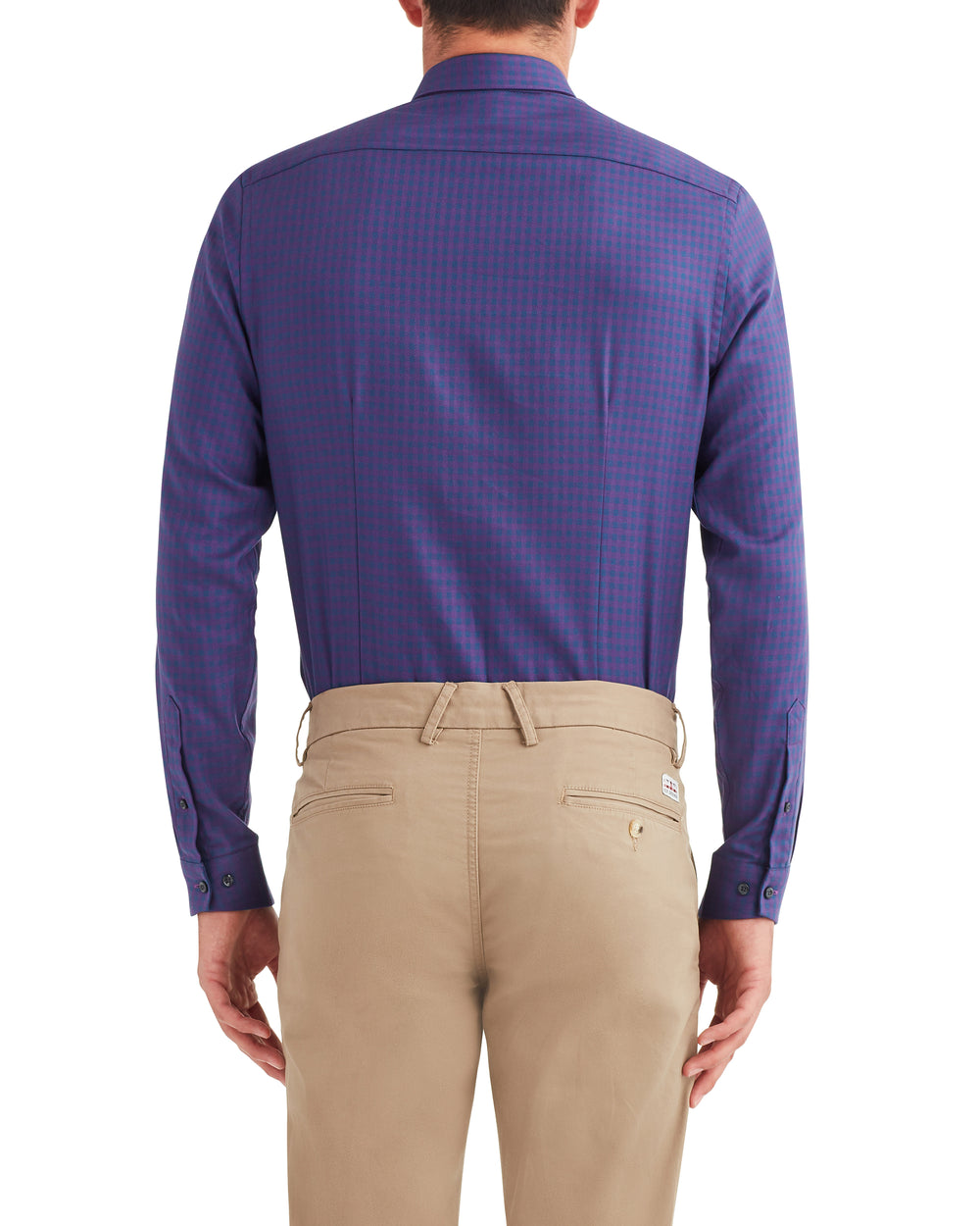 Twill Gingham Slim Fit Dress Shirt - Purple