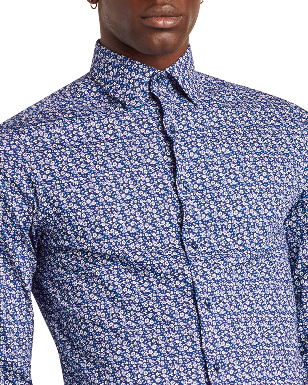 Floral Print Slim Fit Dress Shirt - Lavender & Blue