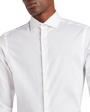 Argyle Dobby Slim Fit Dress Shirt - White