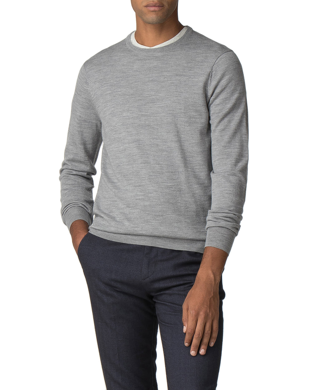 Merino Crewneck Sweater - Mid Grey Marl