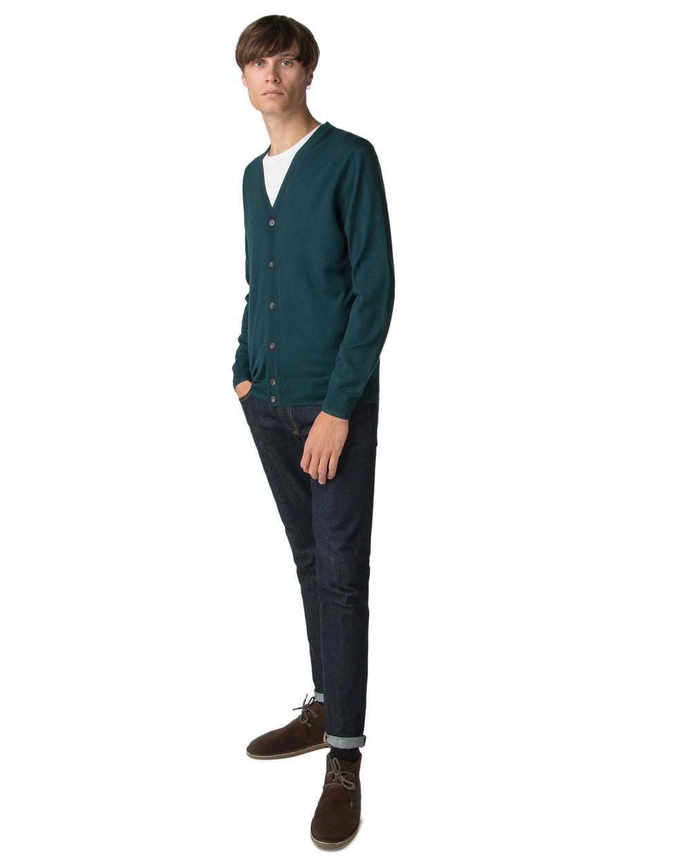 Merino Cardigan Sweater - Dark Green