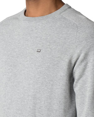 Raglan Sleeve Crewneck Sweater - Mid Grey Marl