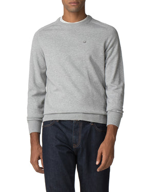 Raglan Sleeve Crewneck Sweater - Mid Grey Marl