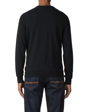 Raglan Sleeve Crewneck Sweater - True Black